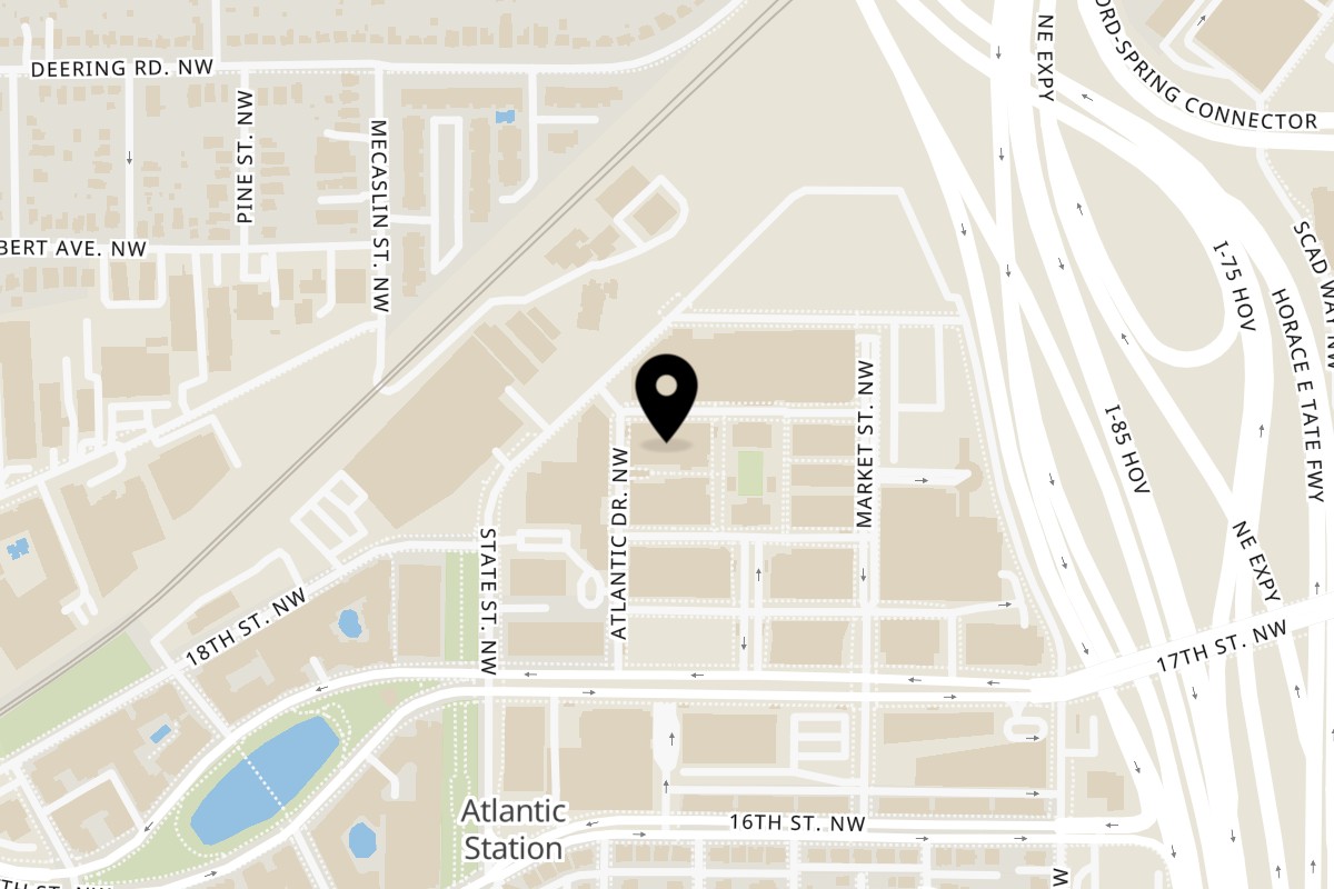 Map showing the location of Atlantic Grill on 264 19th St NW in Atlanta